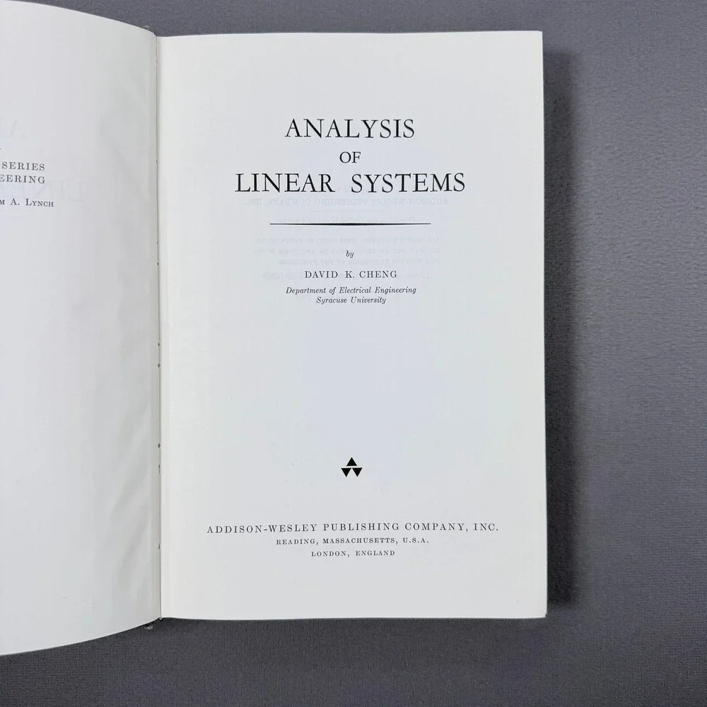 David K. Cheng Analysis of Linear Systems Hardcover 1961 2nd Printing Textbook